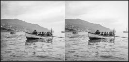 Canoa na baía do Funchal, conduzindo Lord Roberts para o cais do Funchal