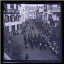 Cortejo de oferendas a favor do hospital da Santa Casa Misericórdia percorrendo a rua Câmara Pestana, Freguesia da Sé, Concelho do Funchal