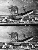 Gravura ilustrando o naufrágio de um navio a vapor 