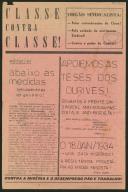 Boletim N.º 3 "Classe contra classe", do Funchal, sobre as lutas operárias