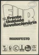Folheto da FUR em coligação com o MES pela unidade revolucionária