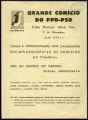 Panfleto publicitário do PPD/PSD para comício de apresentação dos candidatos ao Funchal