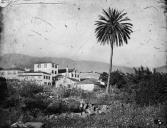 Vista parcial da cidade do Funchal, Freguesia de São Pedro (atual Freguesia da Sé) e freguesia da Sé, observando-se, em primeiro plano, o terreno e as cantarias do demolido convento de São Francisco