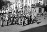 Mocidade Portuguesa, no largo da Sé (atual largo D. Manuel I), durante as comemorações do 1º de Dezembro, Freguesia da Sé, Concelho do Funchal
