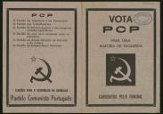 Panfleto publicitário do PCP com os candidatos à AR