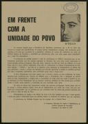 Panfleto da Comissão de Apoio à candidatura de Otelo Saraiva de Carvalho