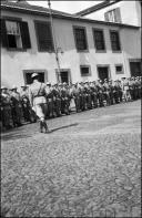 Grupo de militares na parada militar comemorativa da batalha de La Lys, avenida Dr. Manuel de Arriaga, Freguesia da Sé, Concelho do Funchal
