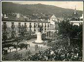 Inauguração da estátua de João Gonçalves Zarco, na interseção das avenidas Arriaga e Zarco, Freguesia da Sé, Concelho do Funchal