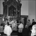 Celebração de missa em louvor de Nossa Senhora das Dores, pelo monsenhor cónego Manuel Francisco Camacho, na inauguração da capela do cemitério de Nossa Senhora da Piedade, Freguesia de São Gonçalo, Concelho do Funchal