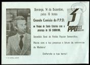 Panfleto do PPD - Madeira para anúncio de comício com a presença de Sá Carneiro