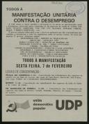 Panfleto de apelo a manifestação unitária contra o desemprego da UDP