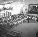 Atuação de ginástica numa festa no ginásio do Liceu Jaime Moniz (atual Escola Secundária Jaime Moniz), Freguesia de Santa Maria Maior, Concelho do Funchal