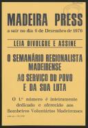 Panfleto de divulgação do semanário sindical "Madeira Press"