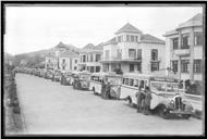 Frota de autocarros da Companhia de Carros de São Gonçalo Lda, na avenida do Infante, Freguesia da Sé, Concelho do Funchal