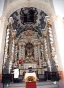 Capela-mor e altar da igreja do Senhor Bom Jesus, sítio da Igreja, Freguesia da Ponta Delgada, Concelho de São Vicente
