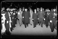 Winston Churchill e entidades oficiais no cais do Funchal, à sua chegada à Ilha da Madeira, Freguesia da Sé, Concelho do Funchal