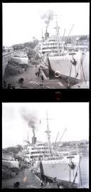 Dois negativos do embarque da imagem de Nossa Senhora do Monte, no navio "Quanza"