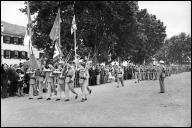 Desfile da Legião Portuguesa, no campo Almirante Reis, durante a cerimónia de bênção e entrega de bandeiras, Freguesia de Santa Maria Maior, Concelho do Funchal