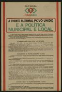 Panfleto da FEPU sobre a política municipal e local