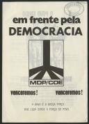 Panfleto do MDP/CDE pelos interesses populares